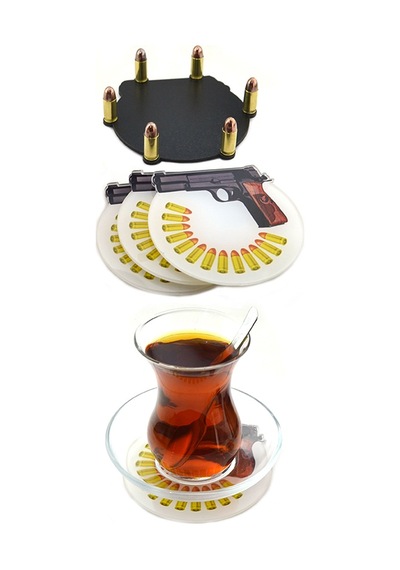 Bardak Altlığı Seti 4 lü - 14 Lü Tabanca Çok Renkli