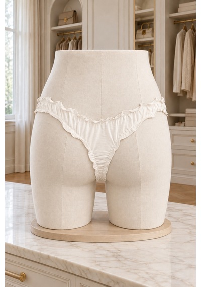 Loveria Kadın Pamuklu Fırfırlı Bikini/tanga Külot Ekru 2li Ekru Ekru