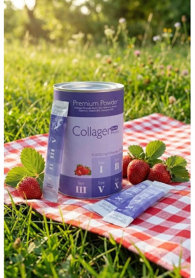 Collagen Forte Çilek Aromalı 1000 Mg Tip 1-2-3-5-10 Toz Kolajen 30 Şase