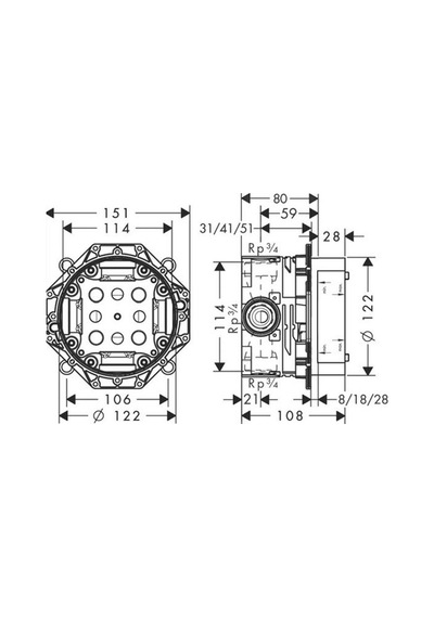Hansgrohe İbox Universal Ankastre İç Set  01800180