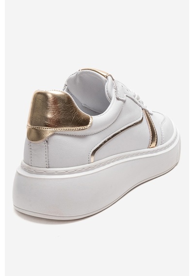 Ivara Beyaz Altın Hakiki Deri Kadın Günlük Sneakers Beyaz - Altın