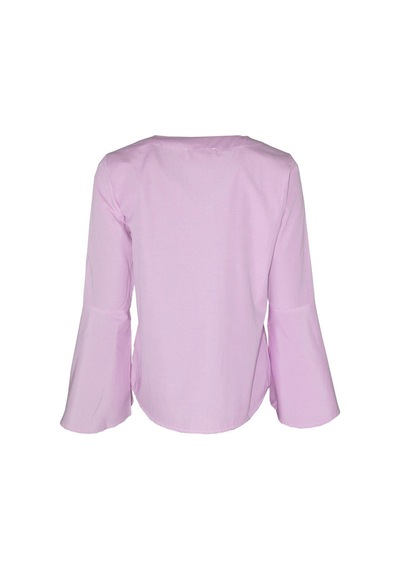 Bulalgiy Kadın Pembe Çizgili Kolu Volan Bluz - Bga103926-pembe