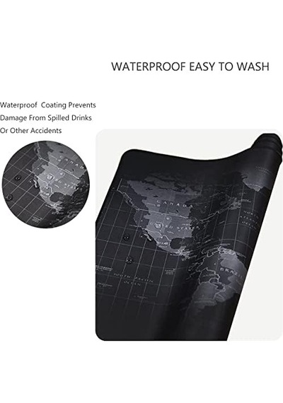 Dünya Haritalı 90x40 Cm Mouse Pad, Dünya Desenli Mouse Pad