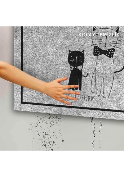 Tasarımlı Dekoratif Kapı Önü Paspas, Dış Mekan/ev İçi/banyo/mutfak/yatak Odası/giriş Paspasları Cute Cats, Çok Renkli
