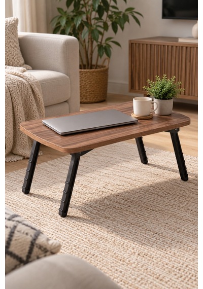 Sulorahome Katlanır Laptop Ve Kahvaltı Sehpası Kahverengi Ceviz