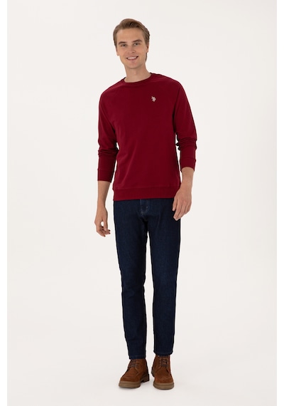 U.S. Polo Assn. Erkek Regular Fit Bisiklet Yaka Bordo İnce Basic Sweatshirt 50313752-VR014