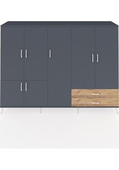 Hyperion Dolap 12 Raflı 2 Çekmeceli 7 Kapaklı 220x44x163 Antrasit Antrasit-antrasit/çam Hyperion Dolap 12 Raflı 2 Çekmeceli 7 Kapaklı 220x44x163 Antrasit Antrasit-antrasit/çam
