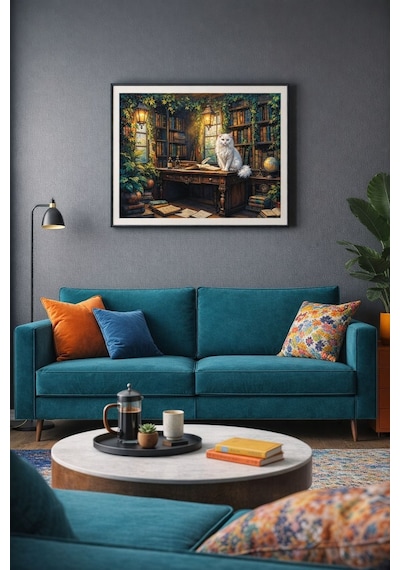 Nova Puzzle 1000 Parçalı Çalışma Masası Ve Beyaz Kedi Puzzle - 41214