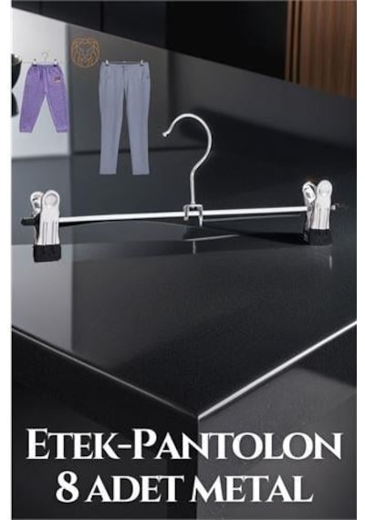 Modacar Metal Etek Pantolon Askısı - Mandallı Etek Askısı Pantolon Askısı 8 Adet Çok Renkli