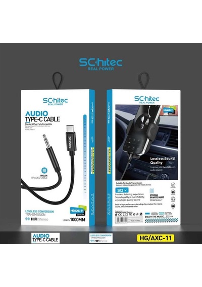 Schitec Type-c To 3.5mm Aux Ses Kablosu 1m Siyah Hg/axc-11