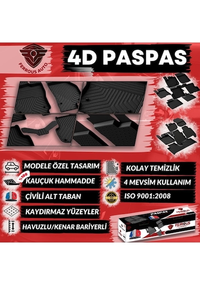 Suzuki Vitara 4 İle Uyumlu Ferrous 4d Havuzlu Kauçuk Paspas 2015 2023