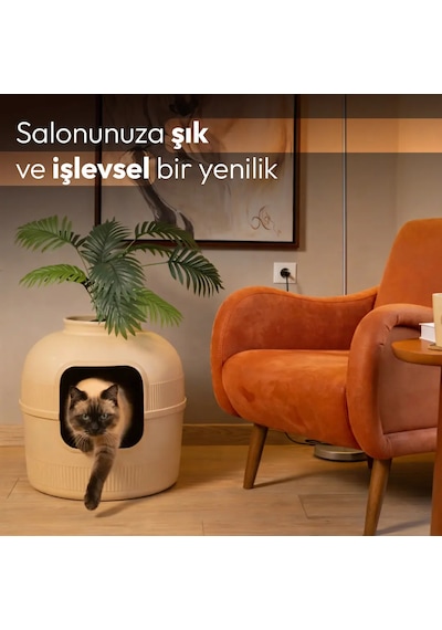 Missidea Dekorapet Dekoratif Kedi Tuvaleti Latte