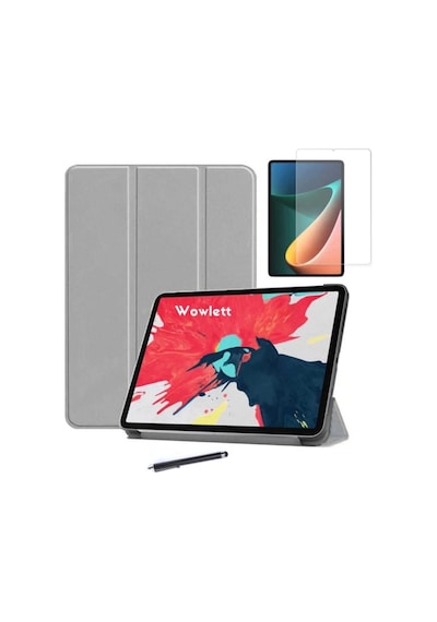 Xiaomi Uyumlu Mi Pad 5 Pro Kılıf Seti Smart Uyku Modlu Tablet Kılıfı + Ekran Koruyucu + Kalem