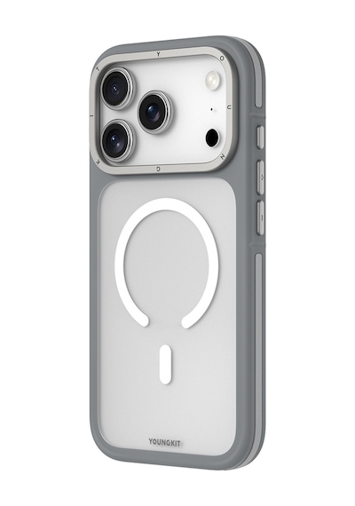 Apple Uyumlu iPhone 17 Pro Max Kılıf M-safe Şarj Özellikli Youngkit Rock Sand Serisi Kapak Gri