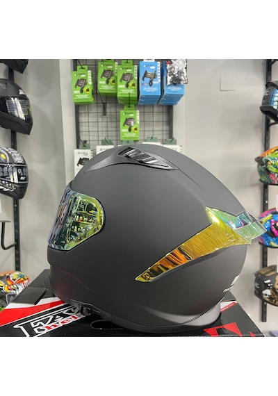Mts M-801 Gold Güneş Vizörlü Kask Siyah