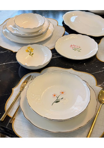24 Parça 6 Kişilik Porselen Hand Made Yemek Takımı-5322 Beyaz