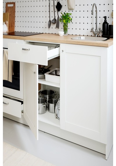 Ikea Beyaz Modern Mutfak Dolabı 180 Cm Dekoratif Beyaz