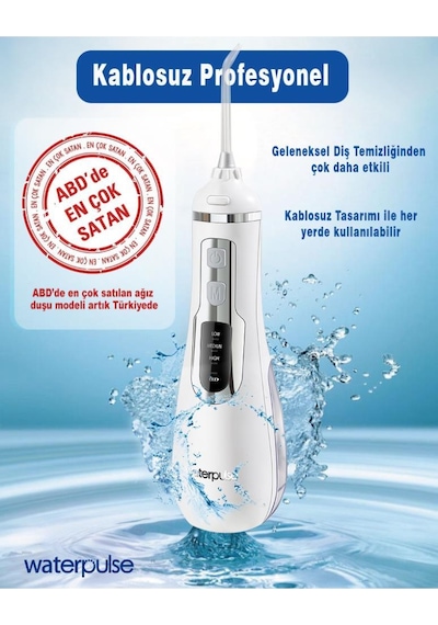 WaterPulse WP-V500-W Taşınabilir Şarjlı Masajlı Diş Protez Bakım ve Ağız Duşu