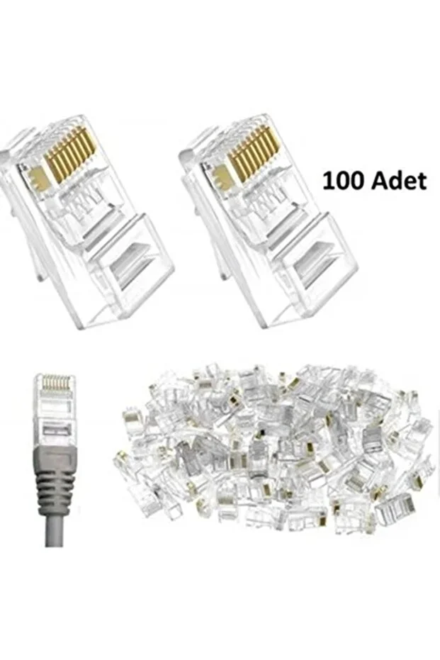 4 İn 1 Set4 100 Adet Cat5/6 8p8c Jak + Kablo Soyucu + Rj45 Rj11 Test Cihazı + 100 Adet Cover Kılıf Network Set