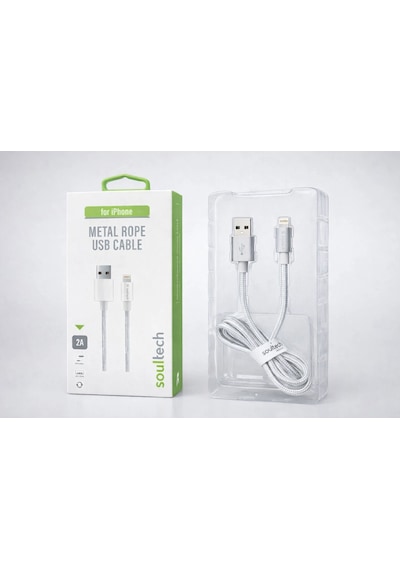 Soultech Hasır Usb Lighting Şarj Kablosu Metal Örgü, 2a Hızlı Şarj, Dayanıklı Lightning Kablo