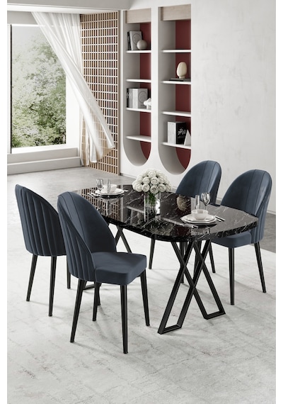 Canisa Kaye Serisi Mdf 90 X168 Siyah Mermer Desen Mutfak Masa Takımı 4 Antrasit Sandalye Siyah Mermer Desen Masa Antrasit Sandalye Canisa Kaye Serisi Mdf 90 X168 Siyah Mermer Desen Mutfak Masa Takımı 4 Antrasit Sandalye Siyah Mermer Desen Masa Antrasit Sandalye