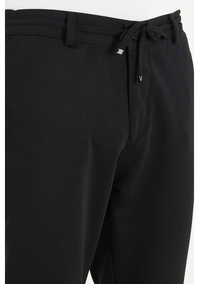 Buratti Regular Fit Düz Paça Bağlamalı Pantolon Erkek Pantolon 6843700 Siyah