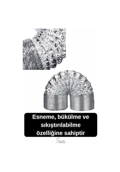 Alüminyum Kopmaz Yırtılmaz Ankastre Baca Aspiratör Davlumbaz Şofben Havalandırma Borusu 2 Mt 12 Standart