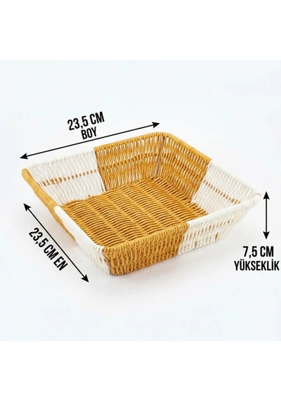 Kare Çift Renkli Plastik Rattan Ekmek Ve Meyve Sepeti - Çok Amaçlı Banyo Ve Mutfak Düzenleyici - Yık Çok Renkli