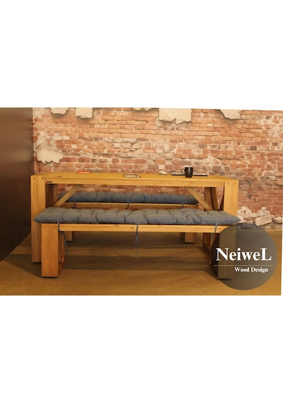 Neiwel Leina Doğal Ahşap Banklı Toplantı Masasıı x 100 x 200 Açık Ceviz