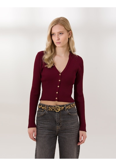 Pierre Cardin Kadın Bordo Triko Kazak 50259941-vr014 Bordo