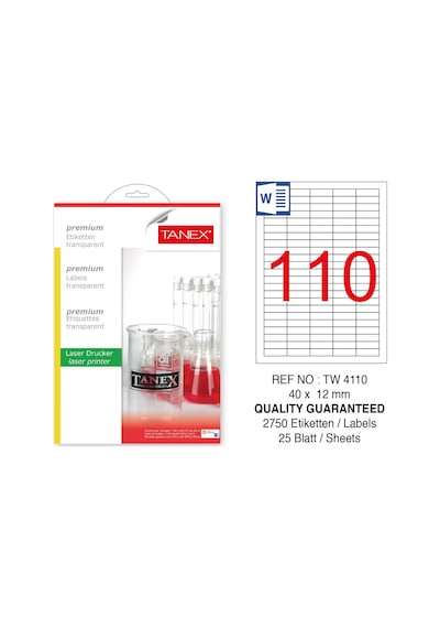 Tanex Tw-4110 40X12MM Şeffaf Laser Etiket 2750'li