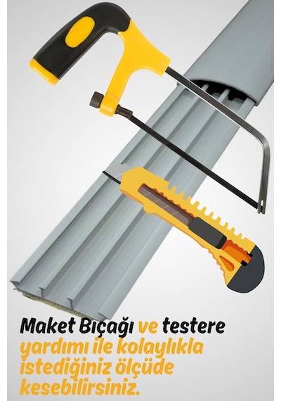 1m Kendinden Yapışkanlı 50x12mm Gri Balık Sırtı Kablo Kanalı 1 Metre