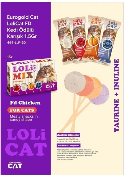 Eurogold Lolicat Karışık Kedi Ödül Maması 1.5 G 15'li