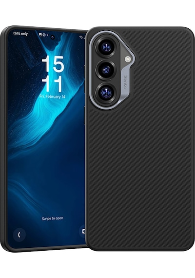 Galaxy Uyumlu S26 Plus Kılıf Karbon Fiber M-safe Uyumlu Benks Hybrid Armorpro 600d Kevlar Kapak Siyah Siyah