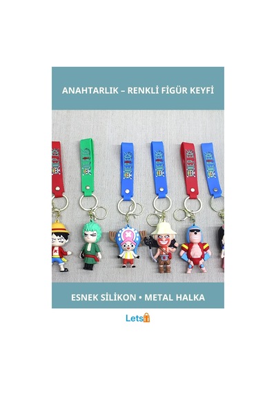 One Piece Karakterleri Renkli Dayanıklı Silikon Anahtarlık Çok Renkli