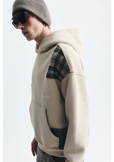 Vamos Boxy Fit Yama Detaylı Sweatshirt Bej
