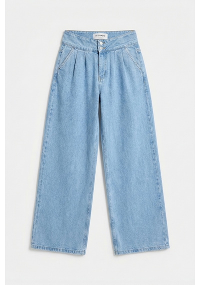 Itsbasic Kadın Mavi 1s6-3 Süper Palazzo Fit Viskon Özel Kumaş Dökümlü Denim Jean