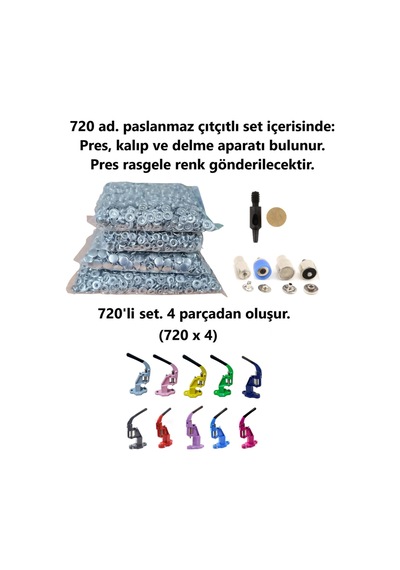 Çıtçıt makinesi, (Nikel) 720 adet 15mm Paslanmaz Alfa Çıtçıt, Kal
