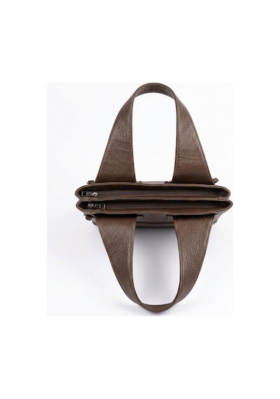 Levano Leather Hakiki Deri Kadın Omuz Çantası Büyük Şık Deri El Ve Omuz Çantası, Günlük Tote Çanta 40x20 Koyu Kahverengi