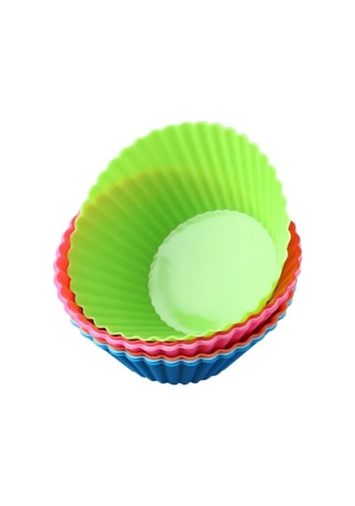 6'lı Silikon Yıkanabilir Tekrar Kullanıma Uygun Cupcake Muffin Tart Puding 7 Cm Lik Kalıp Çok Renkli
