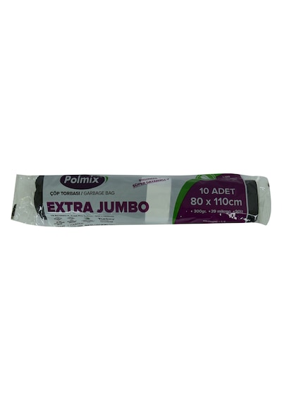 Polmix Çöp Torbası Extra Jumbo Boy Siyah 10'lu 80 x 110 CM 300 G