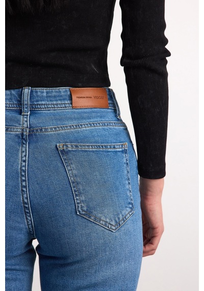 23030-73603 Kadın Mom Fit Hıgh Rıse Tapered Leg Denim Pantolon 23030-73603 Buz Mavi