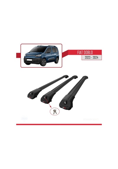 Fiat Doblo 2023 Ve Sonrası İle Uyumlu Ace-1 Ara Atkı Tavan Barı Siyah 3 Adet Bar