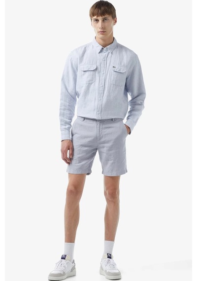 Lacoste Men's Slim Fit Linen Bermuda Shorts Grey Erkek Dar Kesim Keten Şort Gri