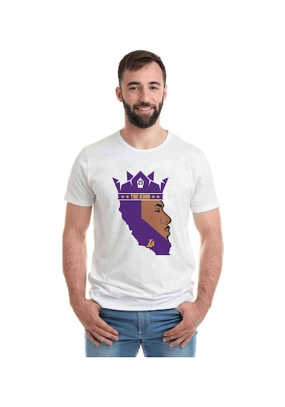 The King 23 La Basketbol Baskılı Beyaz Erkek Tshirt