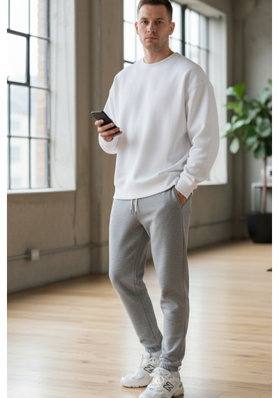 Elemge Pamuklu Erkek Jogger Eşofman Altı Gri Bol Kalıp Ipli Cepli Yumuşak Tuşe 3 Iplik Oversize Elemge Pamuklu Erkek Jogger Eşofman Altı Gri Bol Kalıp Ipli Cepli Yumuşak Tuşe 3 Iplik Oversize