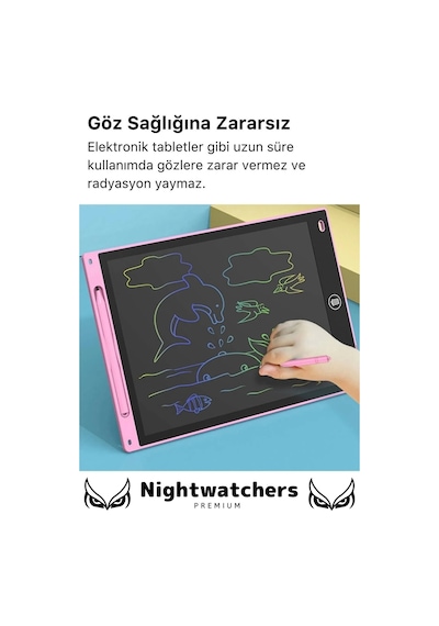 Premium Lcd Ekranlı Kalemli Dijital Çizim Tableti Yazı Tahtası Boyama Resim 8,5 Inç Akıllı Tablet Çok Renkli