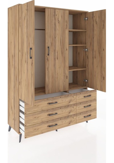 Hyperion Dolap 5 Raflı 6 Çekmeceli Tek Askılı 132x44x195 Çam-çam/çam Atlas Çam/atlas Çam Hyperion Dolap 5 Raflı 6 Çekmeceli Tek Askılı 132x44x195 Çam-çam/çam Atlas Çam/atlas Çam