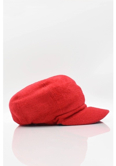 Külah Kırmızı Bayan Şapka Kadın Kasket Yün Flat Cap Kırmızı-Standart