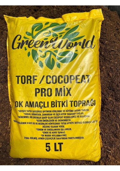 Green World 5 Litre Ithal Çok Amaçlı Bitki Toprağı Torf Cocopeat Ponza Taşı- Kokopit Özel Karışım Saksı Harc 0,250